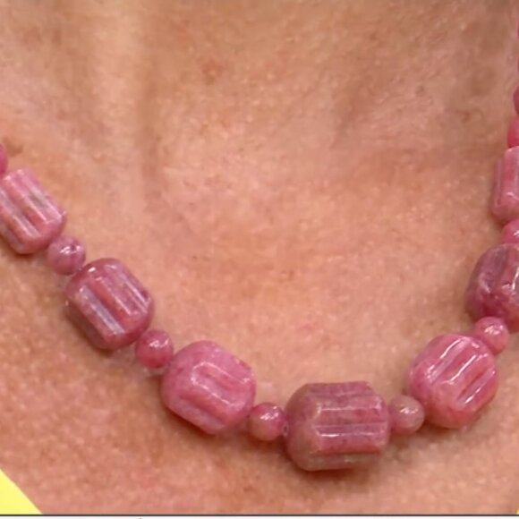 Jay King Baroque Rose RHODONITE Sterling Silver Bead Necklace NWT - Picture 2 of 6